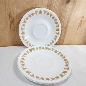 3) Corelle Corning Butterfly Gold  6.25" Tea or Coffee Cup Saucer Only vintage
